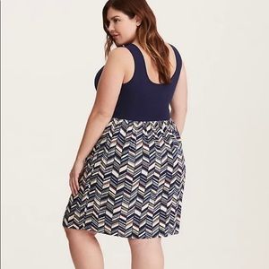 Torrid Chevron Print Knit to Woven Dress
